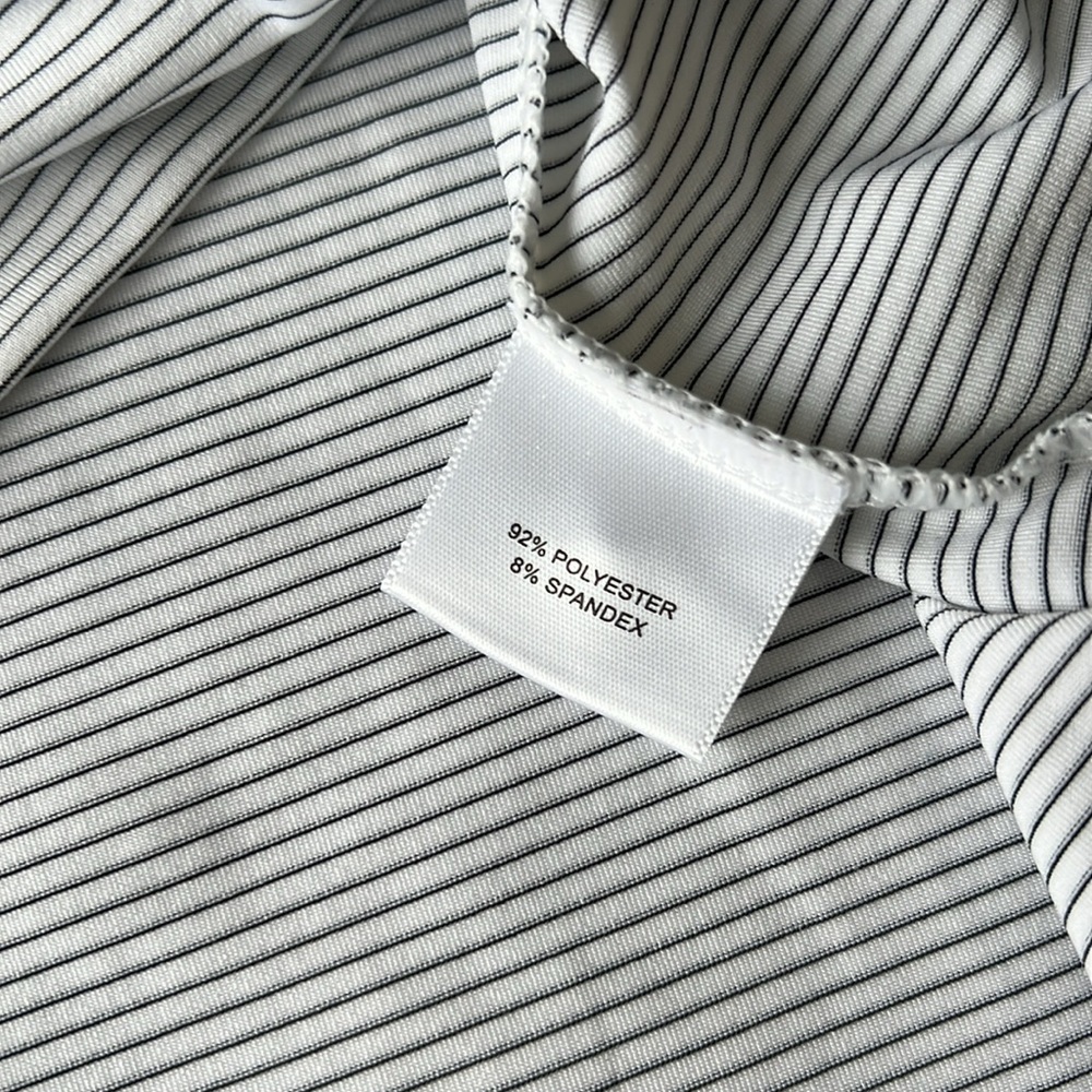 Peter Millar Crown Sport Summer Comfort  White Black Stripe Polo Golf Shirt (B3) - Picture 7 of 8